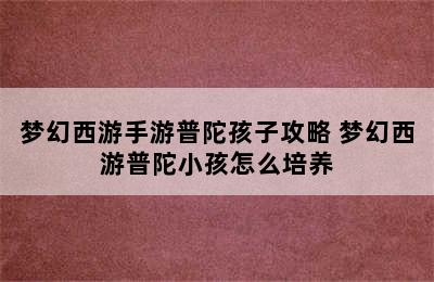 梦幻西游手游普陀孩子攻略 梦幻西游普陀小孩怎么培养